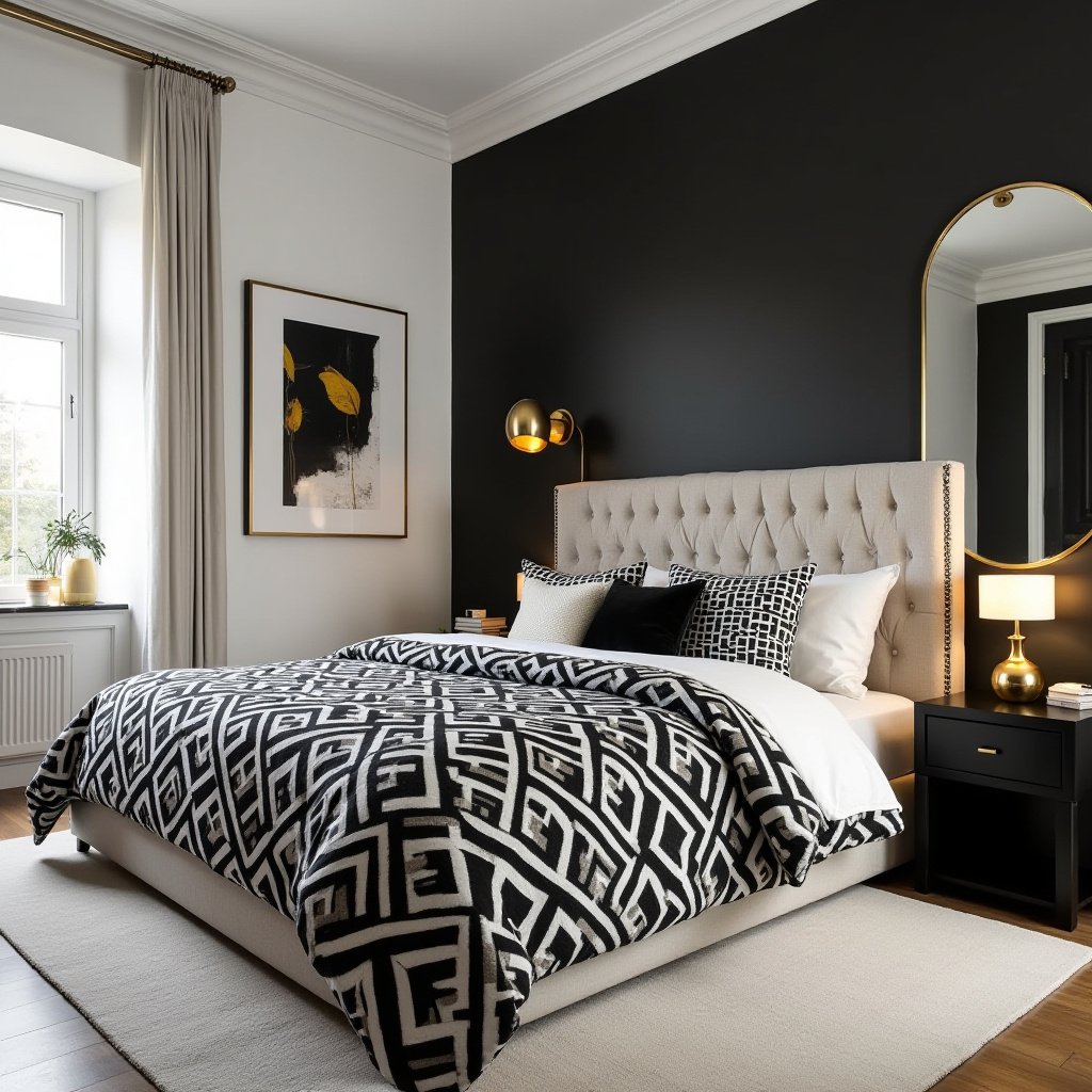 Black White And Gold Bedroom 1