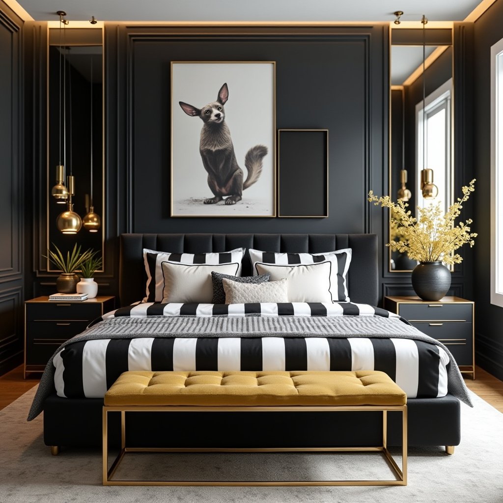 Black White And Gold Bedroom 11