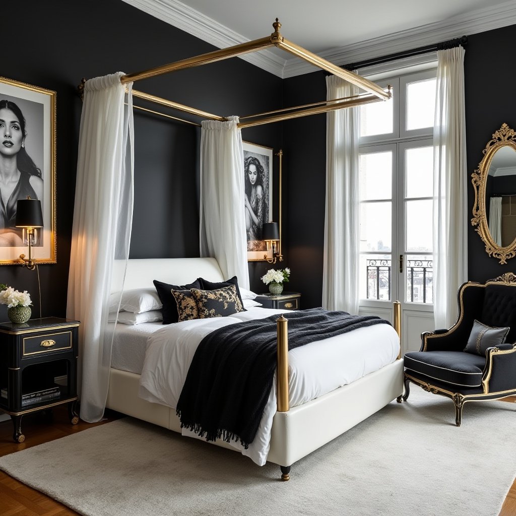 Black White And Gold Bedroom 12