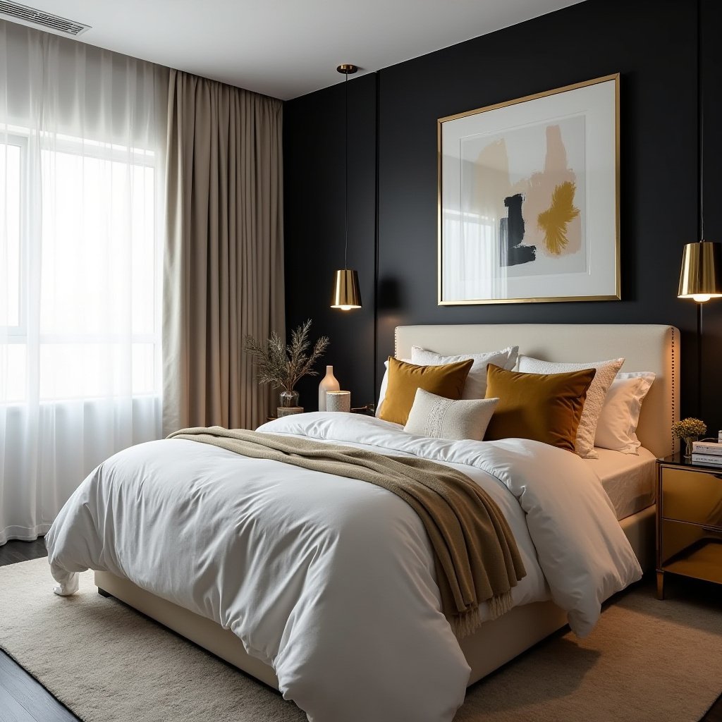 Black White And Gold Bedroom 13