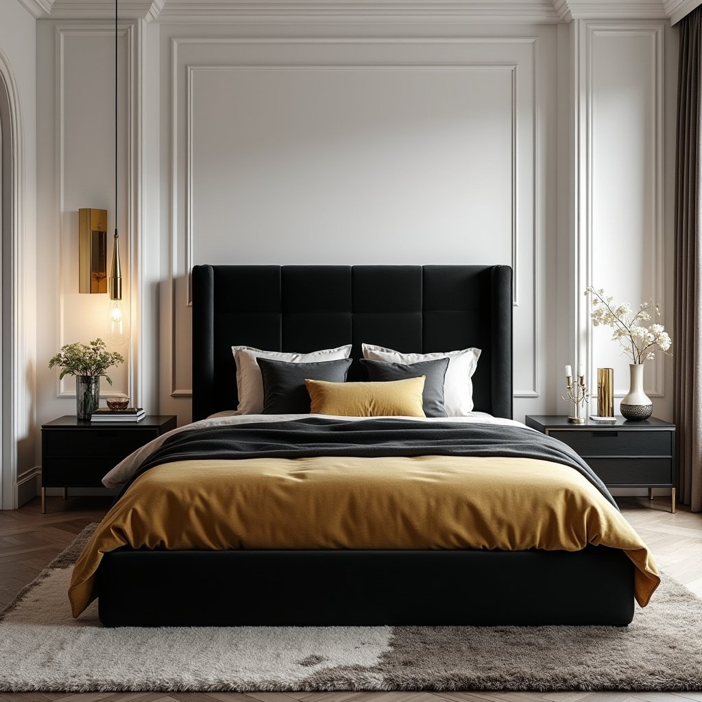 Black White And Gold Bedroom 14