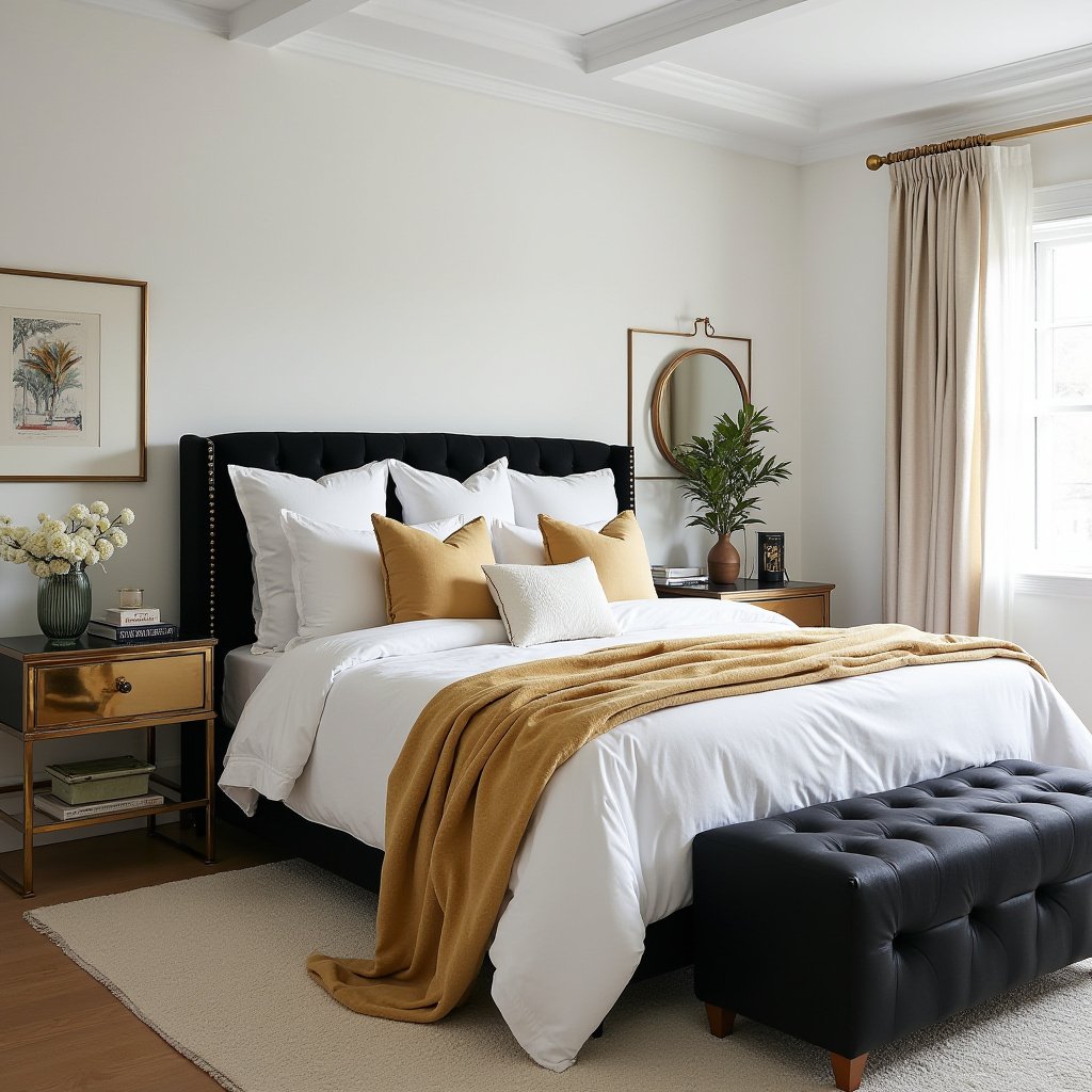 Black White And Gold Bedroom 16