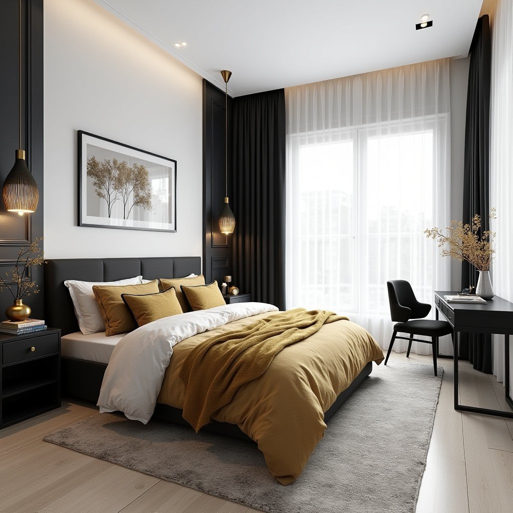 Black White And Gold Bedroom 18