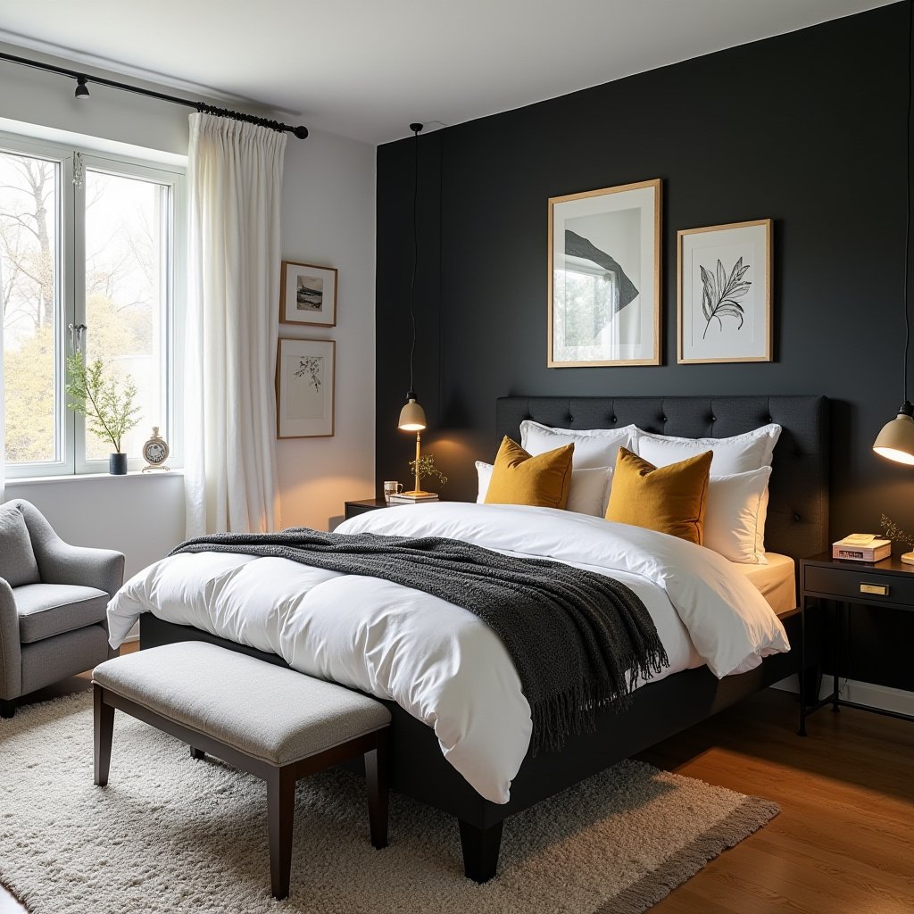 Black White And Gold Bedroom 20