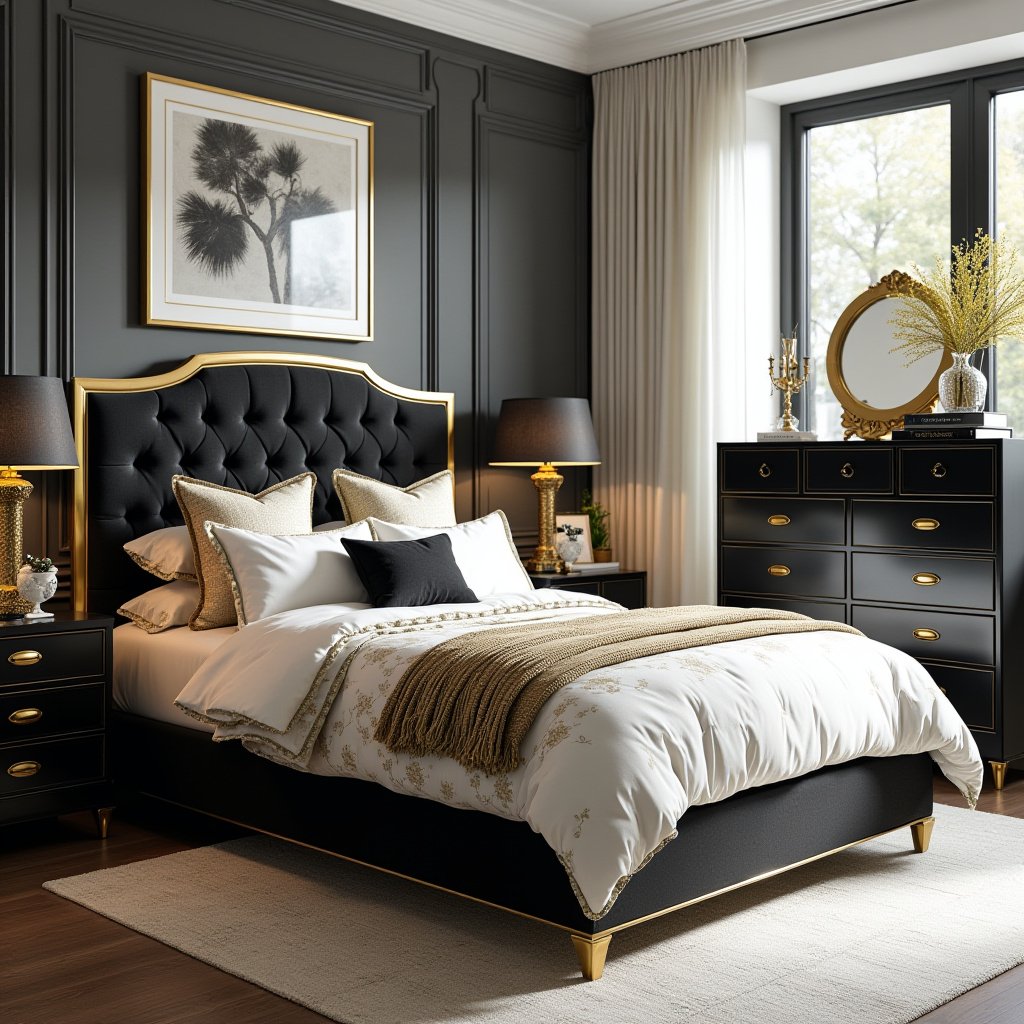 Black White And Gold Bedroom 5