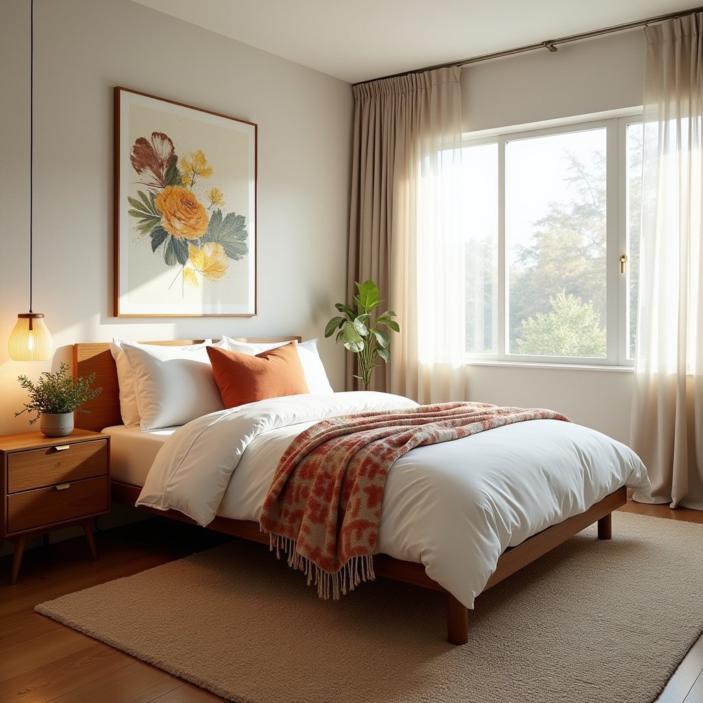 Cozy Mid Century Modern Bedroom 13