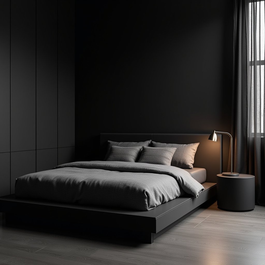 Dark Minimalist Bedroom 1