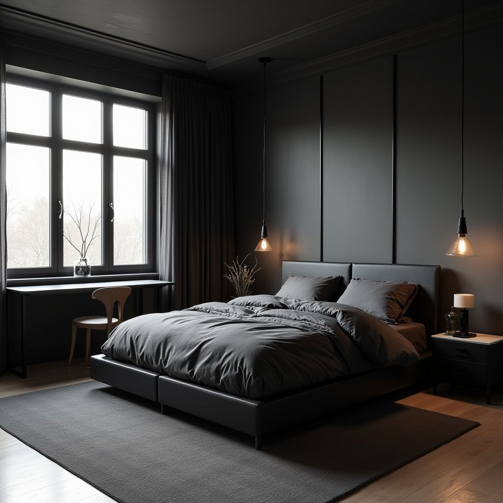 Dark Minimalist Bedroom 10