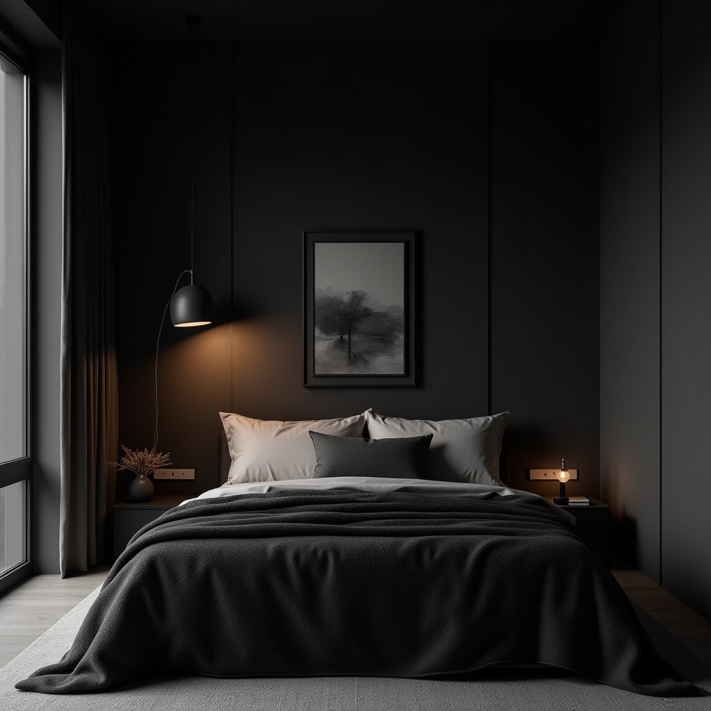 Dark Minimalist Bedroom 11
