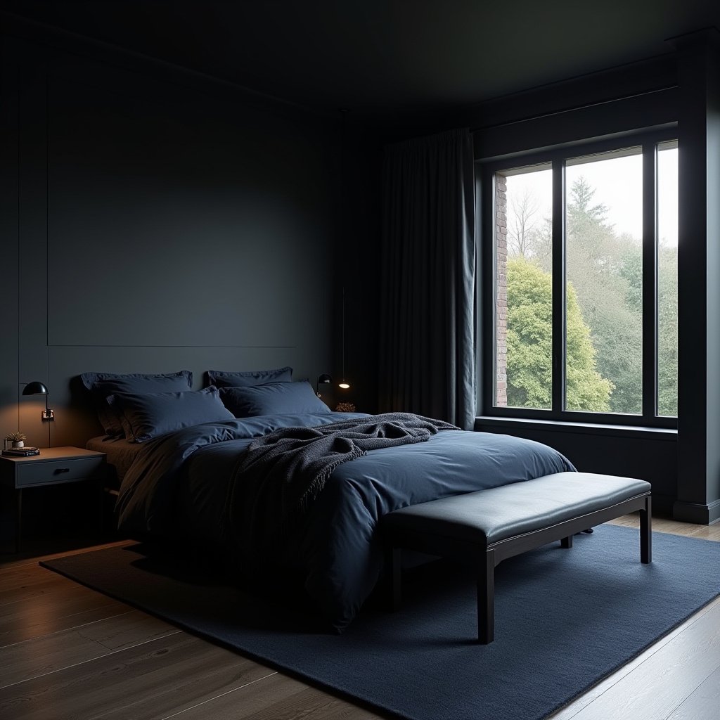 Dark Minimalist Bedroom 12
