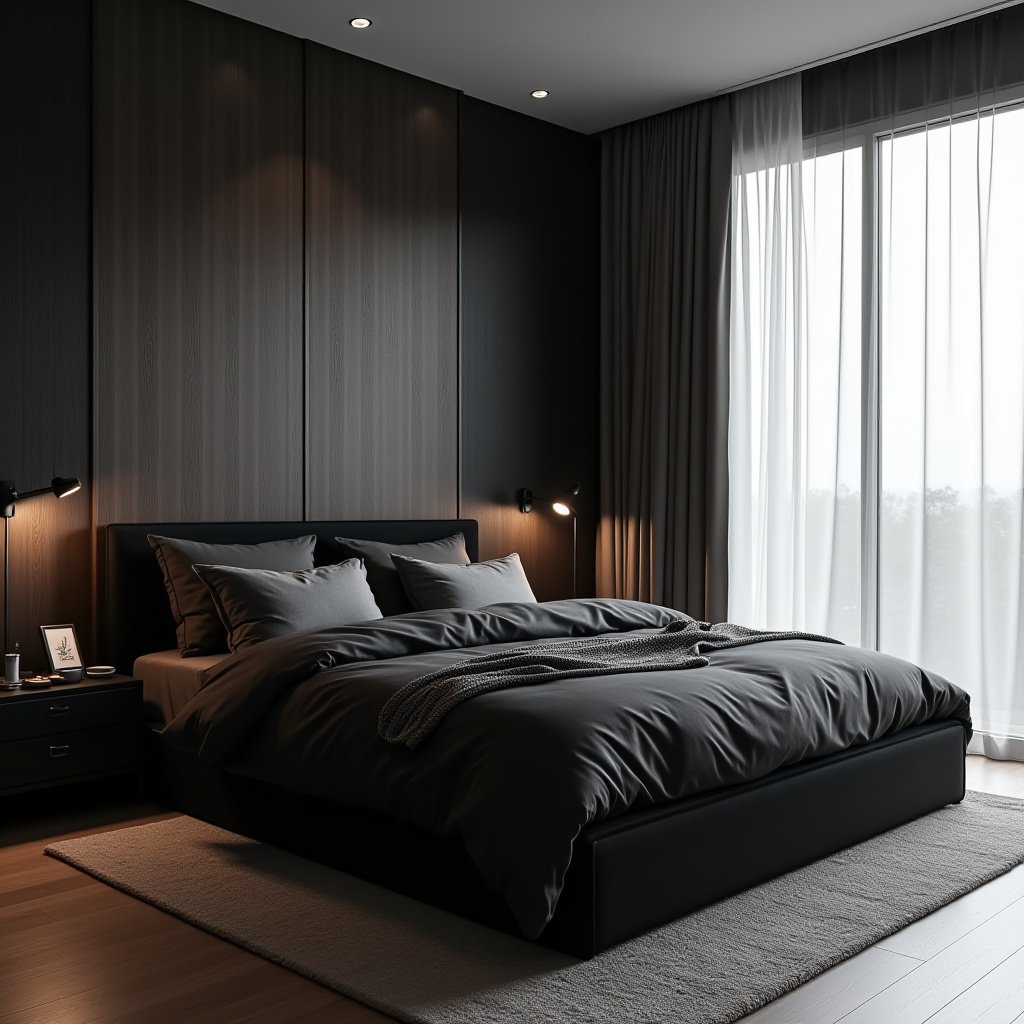 Dark Minimalist Bedroom 13