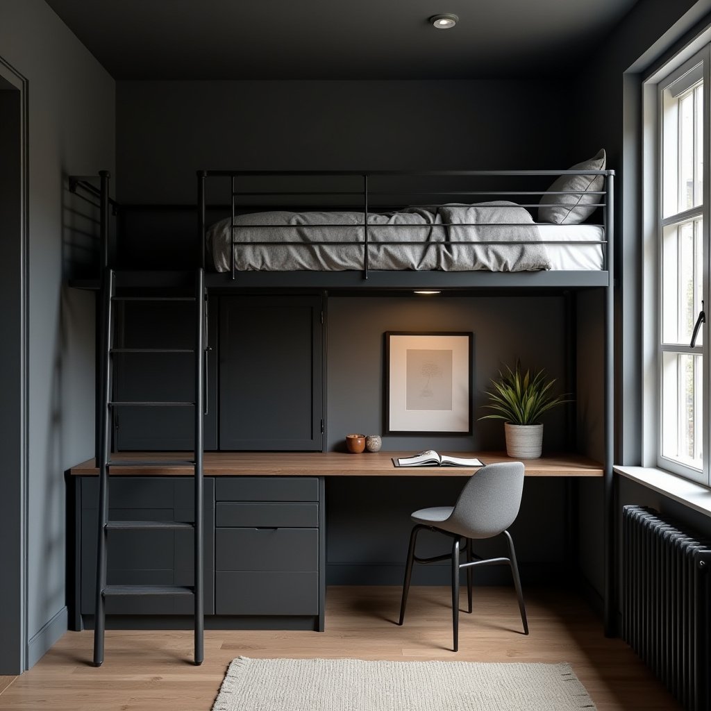 Dark Minimalist Bedroom 14