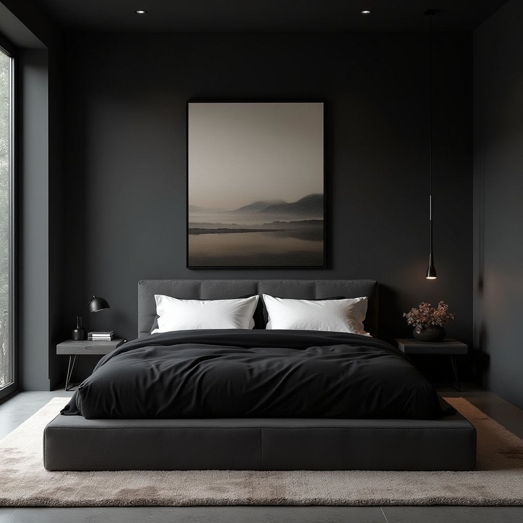 Dark Minimalist Bedroom 16