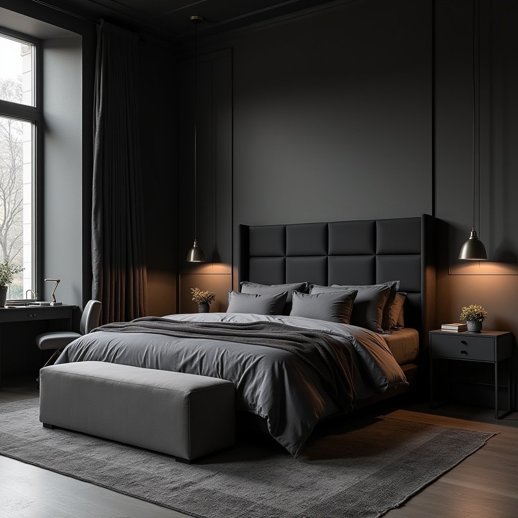 Dark Minimalist Bedroom 18