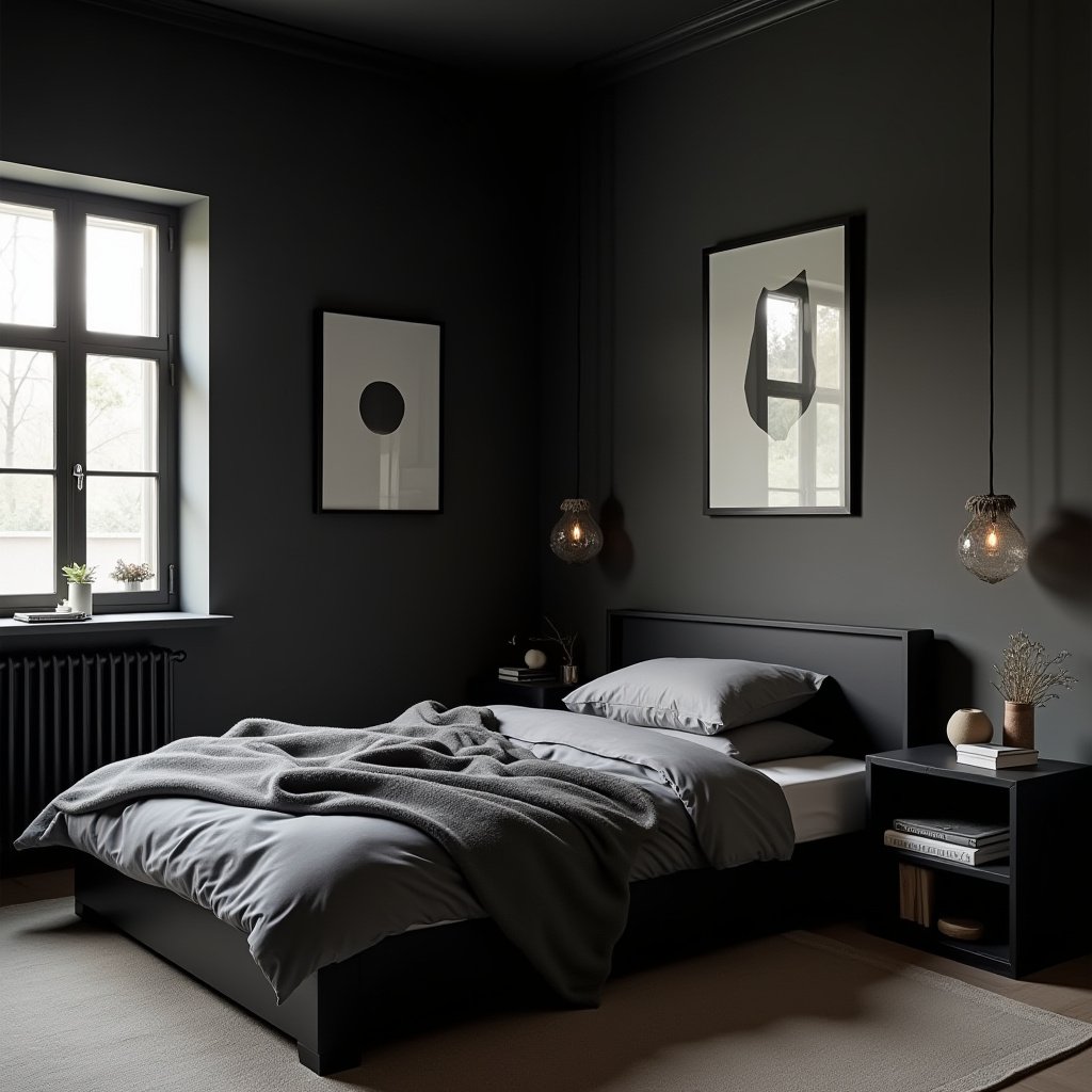 Dark Minimalist Bedroom 19