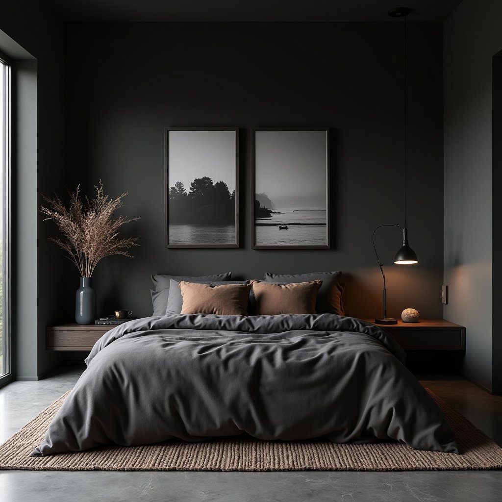 Dark Minimalist Bedroom 6