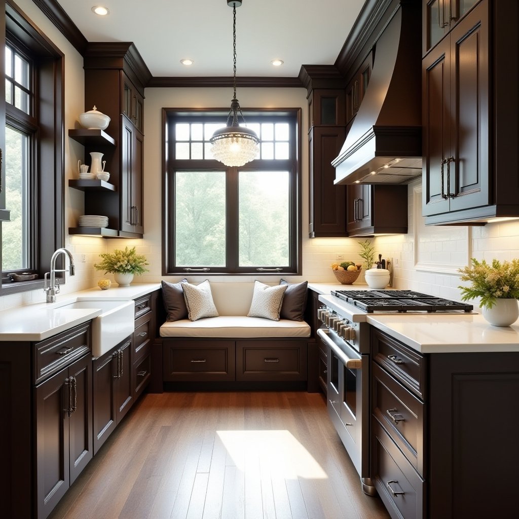 Dark Wood Cabinets Kitchen 10