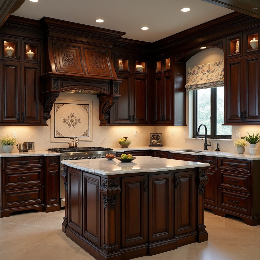 Dark Wood Cabinets Kitchen 13