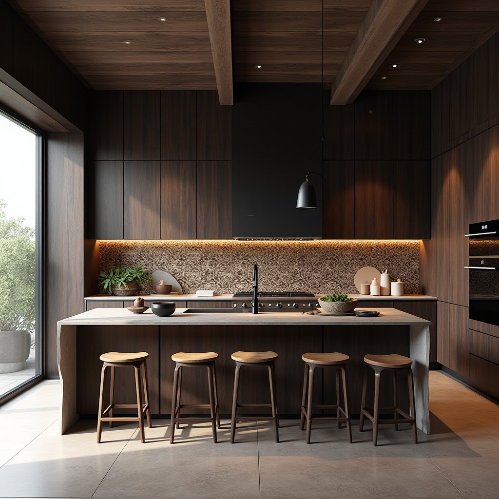 Dark Wood Cabinets Kitchen 14