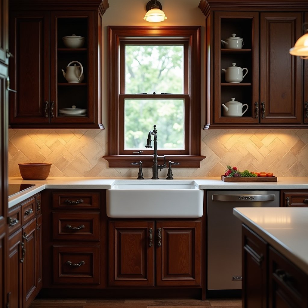 Dark Wood Cabinets Kitchen 6