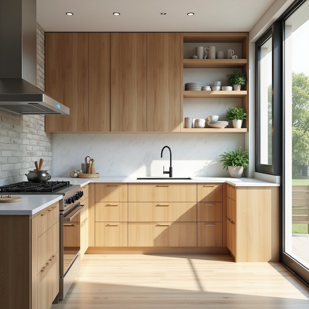 Natural Wood Kitchen Cabinets 1