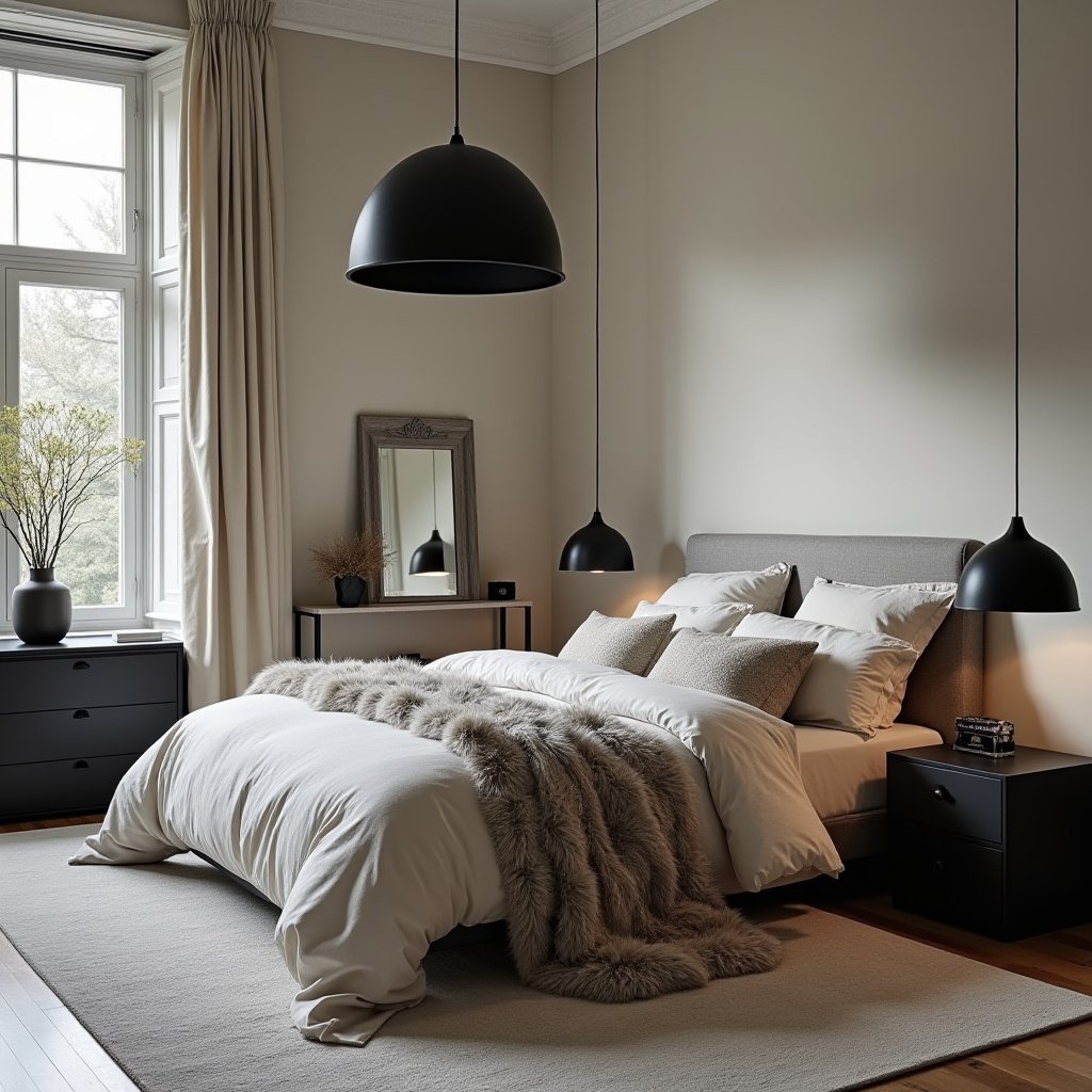 Neutral And Black Bedroom 11