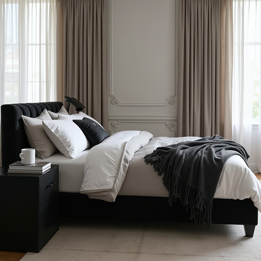 Neutral And Black Bedroom 13
