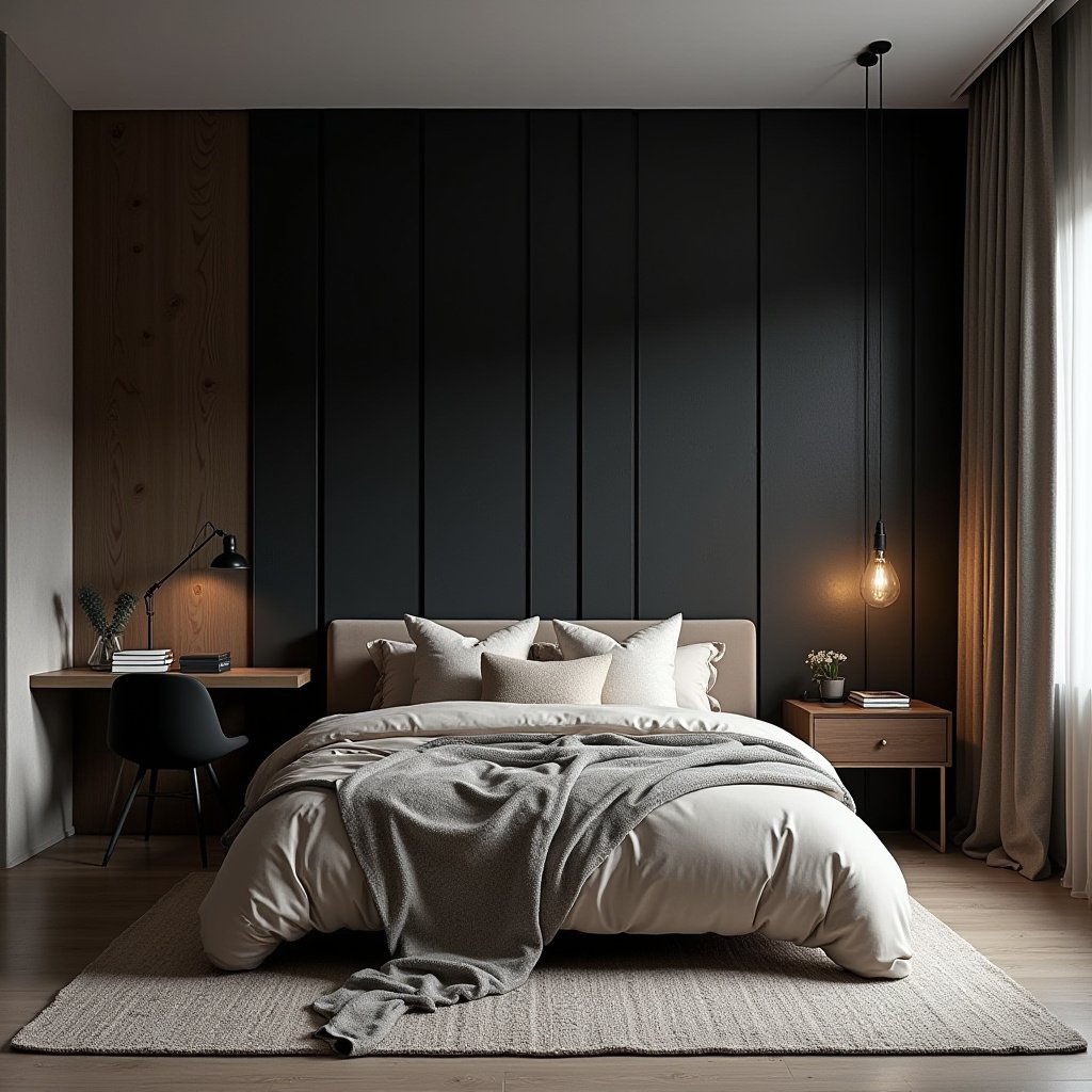 Neutral And Black Bedroom 14