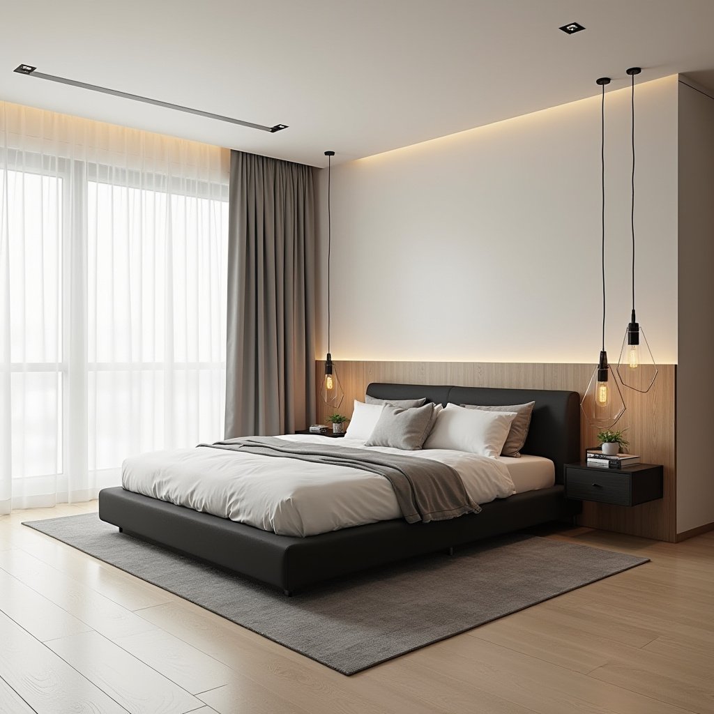 Neutral And Black Bedroom 17