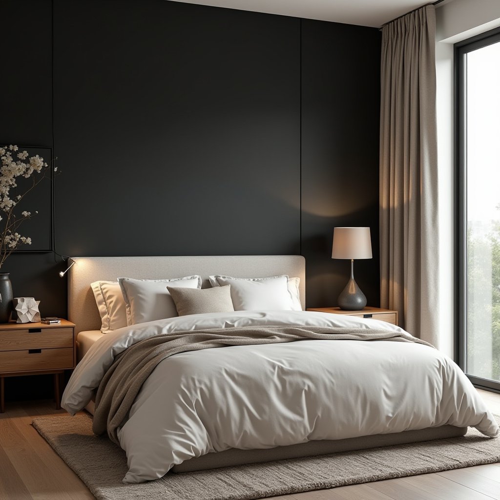 Neutral And Black Bedroom 20