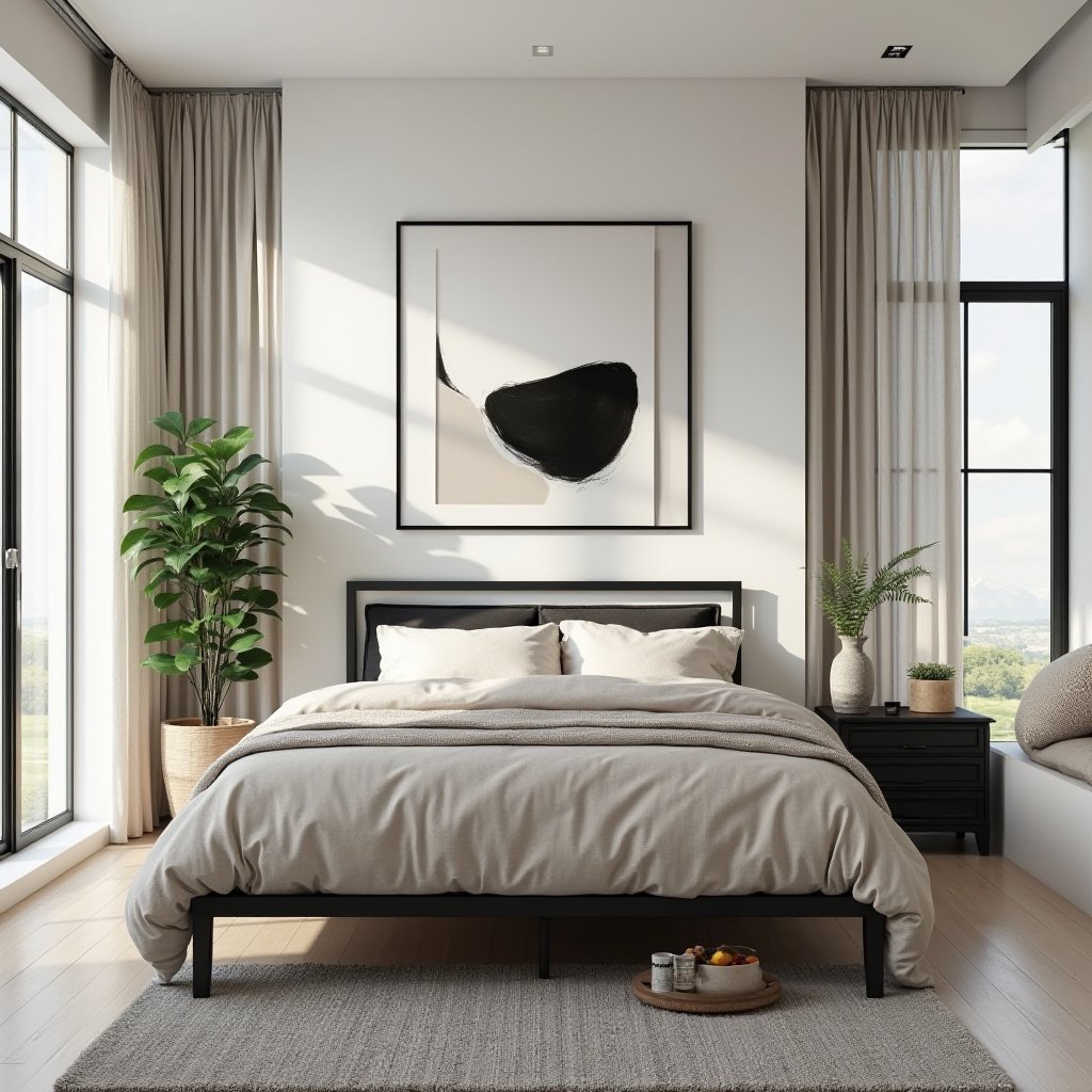 Neutral And Black Bedroom 3