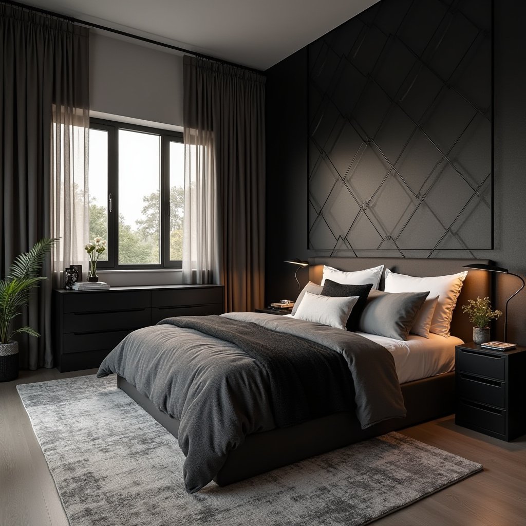 Neutral And Black Bedroom 6