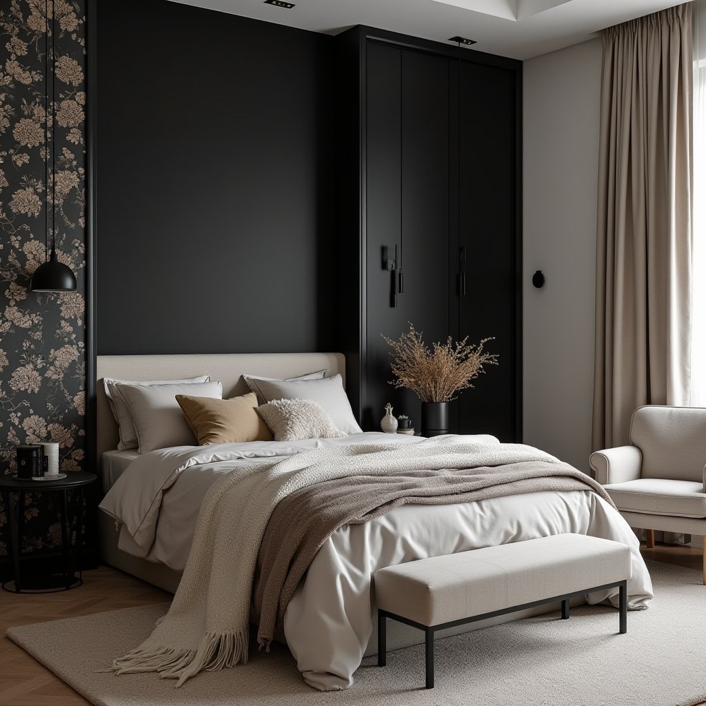 Neutral And Black Bedroom 8